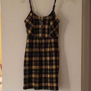 No Boundaries Yellow and Black Plaid Mini Dress